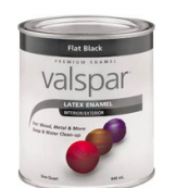 65050/28826 VALSPAR FLAT BLACK
QUART LATEX ENAMEL PAINT.