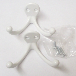 327-619 DBL CLOTHES HOOK WHT 2PK