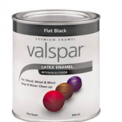 65050/28826 VALSPAR FLAT BLACK
QUART LATEX ENAMEL PAINT.